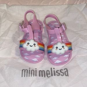 New mini Melissa Rainbow cloud sandals  size 6 toddler Velcro strap.